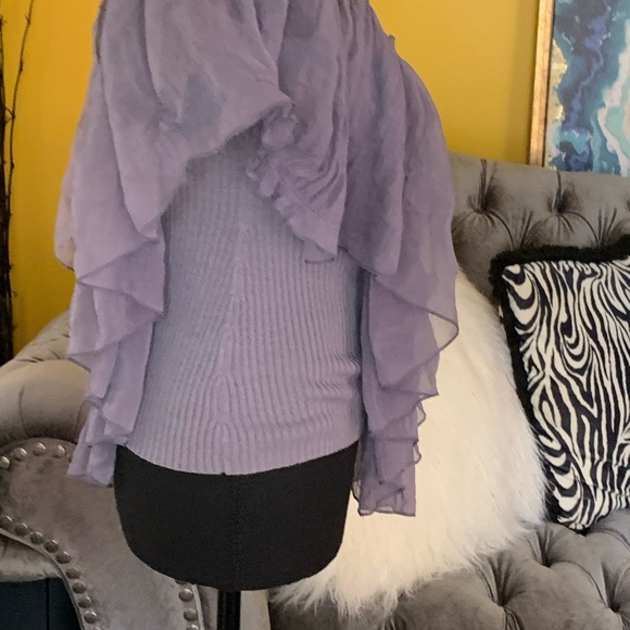 Beautiful purple ruffled and ribbed shirt - Picture 3 of 7